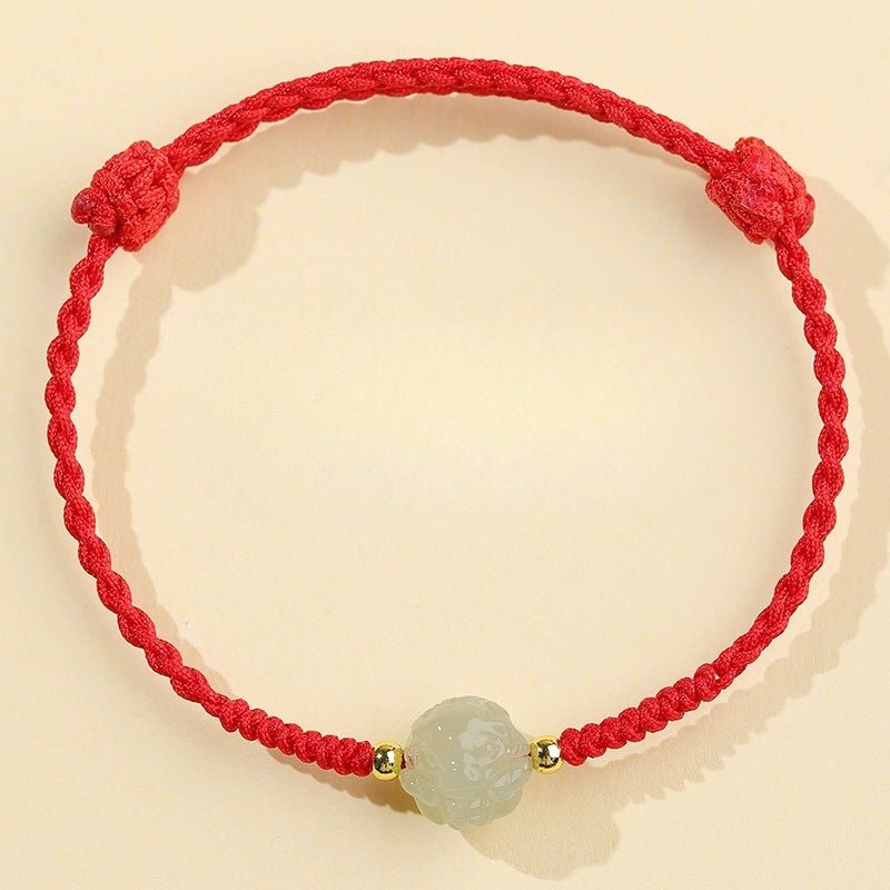 chinese zodiac jade bracelet‌ - hetian jade & red string for luck & protection - star8s
