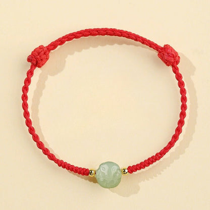 Chinese Zodiac Jade Bracelet‌ - Hetian Jade & Red String for Luck & Protection - STAR8S