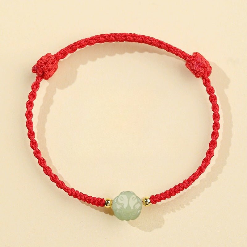 Chinese Zodiac Jade Bracelet‌ - Hetian Jade & Red String for Luck & Protection - STAR8S