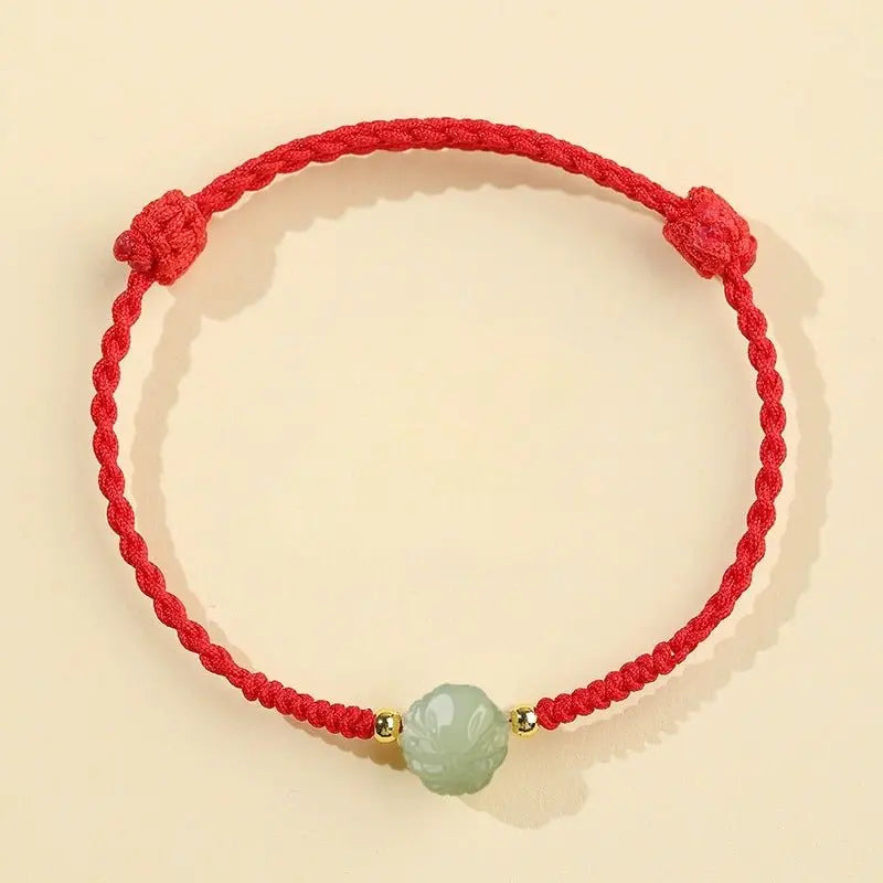 Chinese Zodiac Jade Bracelet‌ - Hetian Jade & Red String for Luck & Protection - STAR8S