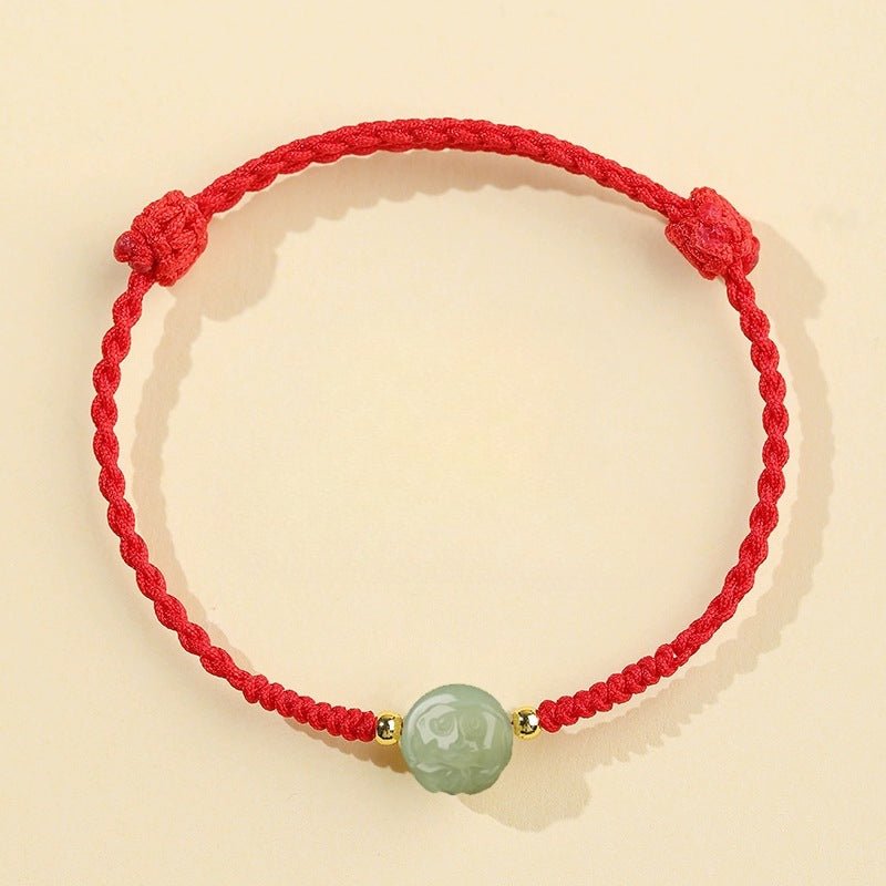 chinese zodiac jade bracelet‌ - hetian jade & red string for luck & protection - star8s