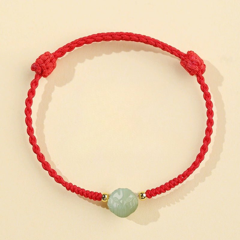 chinese zodiac jade bracelet‌ - hetian jade & red string for luck & protection - star8s