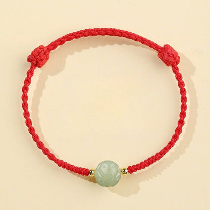 Chinese Zodiac Jade Bracelet‌ - Hetian Jade & Red String for Luck & Protection - STAR8S