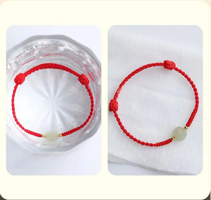 Chinese Zodiac Jade Bracelet‌ - Hetian Jade & Red String for Luck & Protection - STAR8S - STAR8S