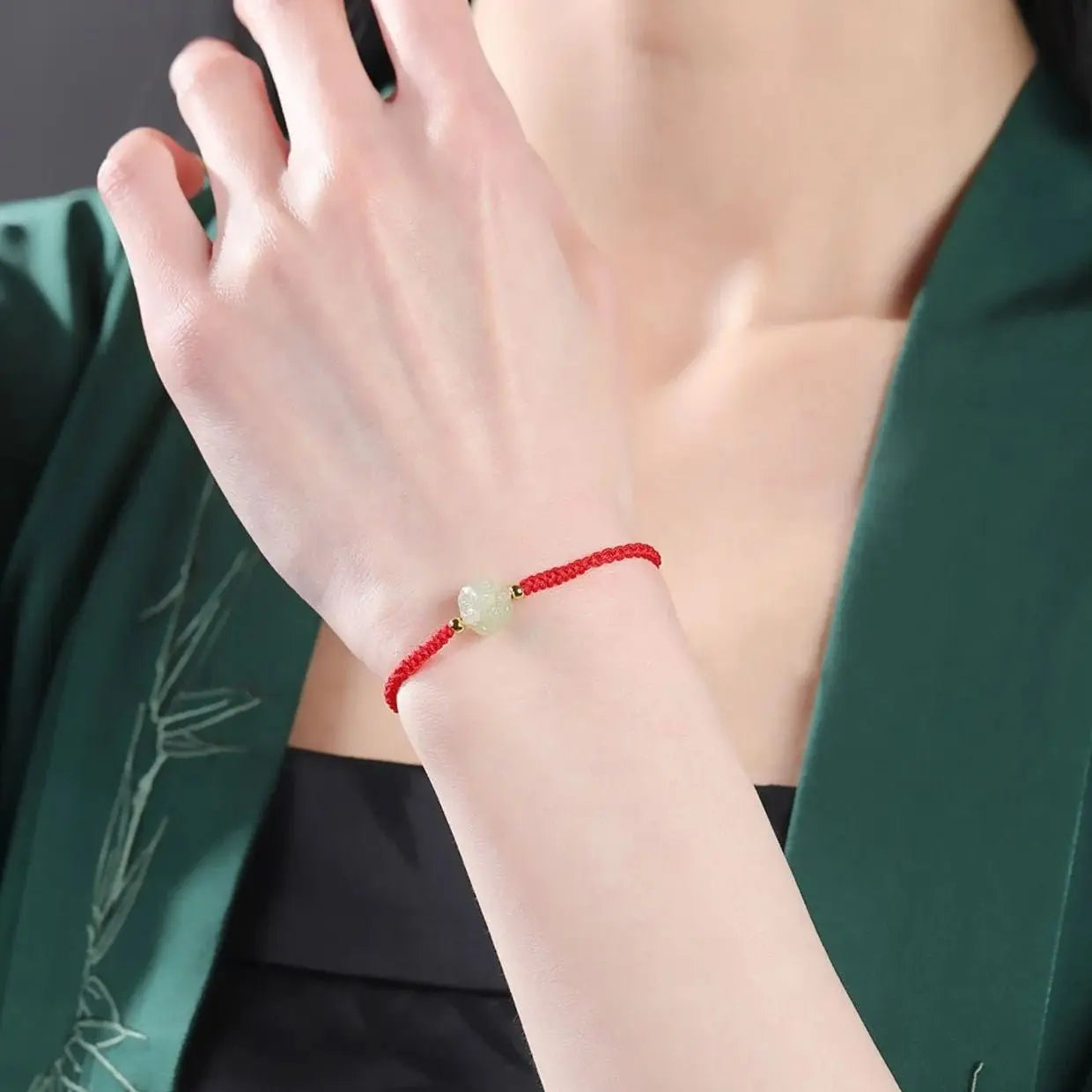 Chinese Zodiac Jade Bracelet‌ - Hetian Jade & Red String for Luck & Protection - STAR8S - STAR8S