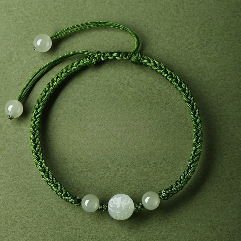 chinese zodiac snake green string bracelet‌ - hetian jade for protection | star8s