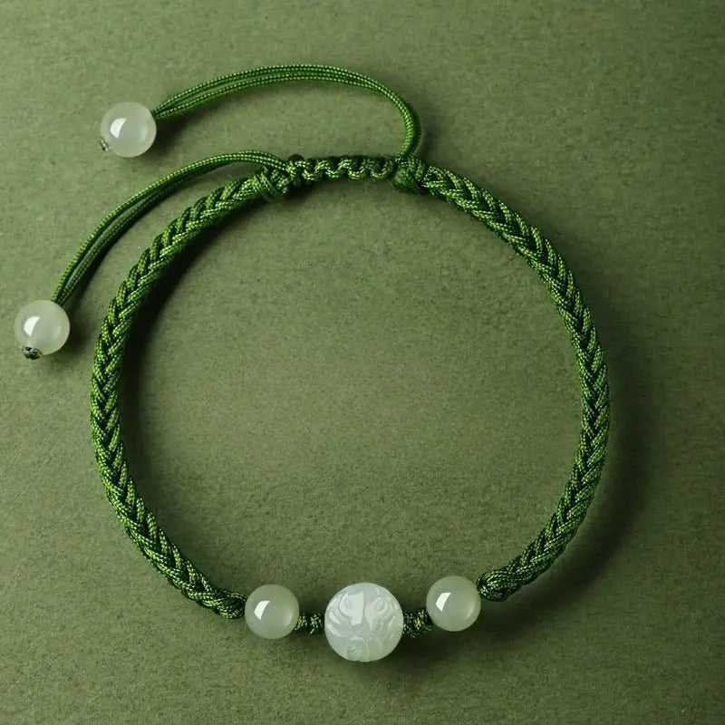 Chinese Zodiac Snake Green String Bracelet‌ - Hetian Jade for Protection | STAR8S