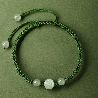 Chinese Zodiac Snake Green String Bracelet‌ - Hetian Jade for Protection | STAR8S