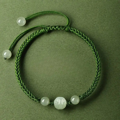 Chinese Zodiac Snake Green String Bracelet‌ - Hetian Jade for Protection | STAR8S
