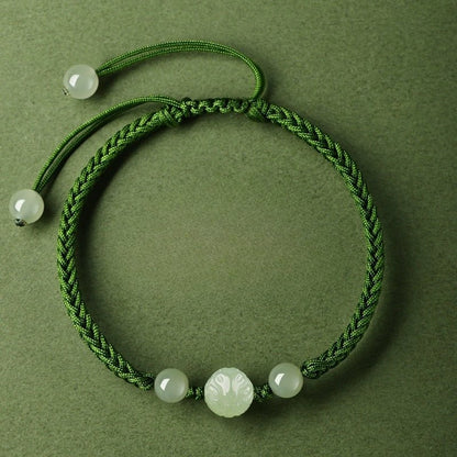 Chinese Zodiac Snake Green String Bracelet‌ - Hetian Jade for Protection | STAR8S