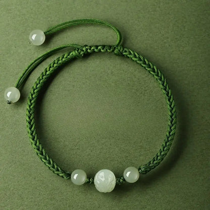 Chinese Zodiac Snake Green String Bracelet‌ - Hetian Jade for Protection | STAR8S