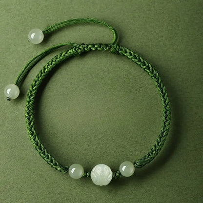 Chinese Zodiac Snake Green String Bracelet‌ - Hetian Jade for Protection | STAR8S