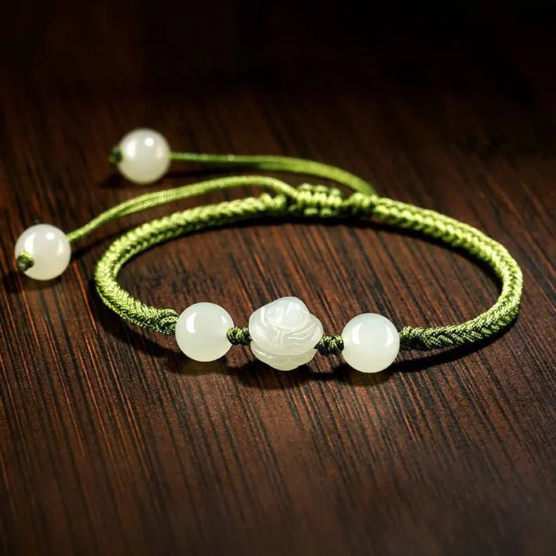 chinese zodiac snake green string bracelet‌ - hetian jade for protection | star8s - star8s