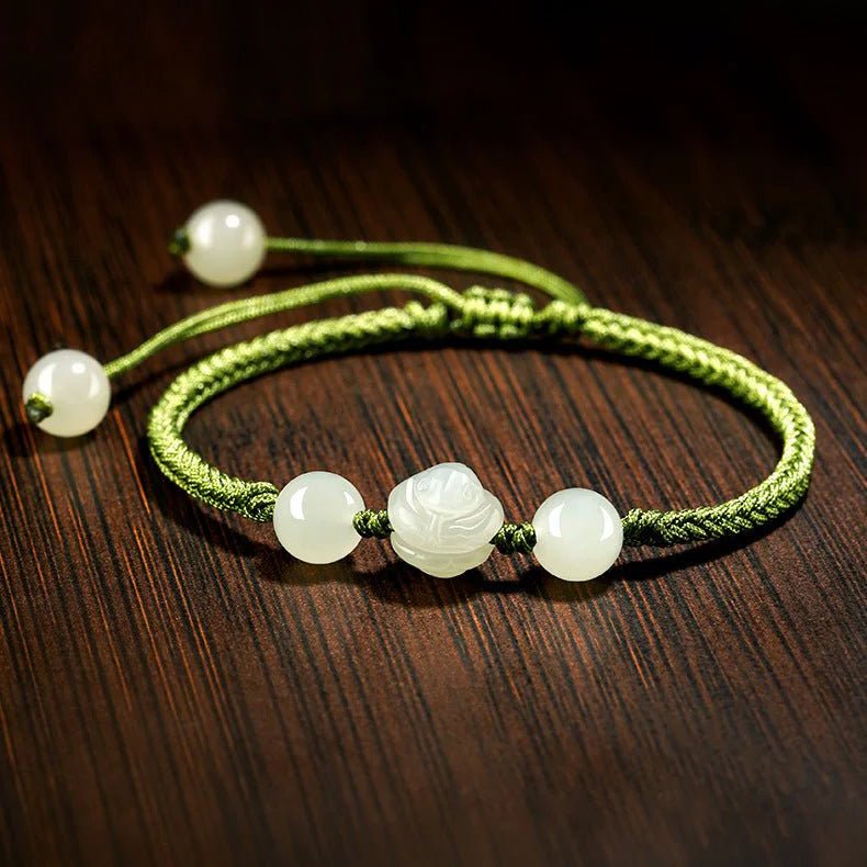 chinese zodiac snake green string bracelet‌ - hetian jade for protection | star8s - star8s