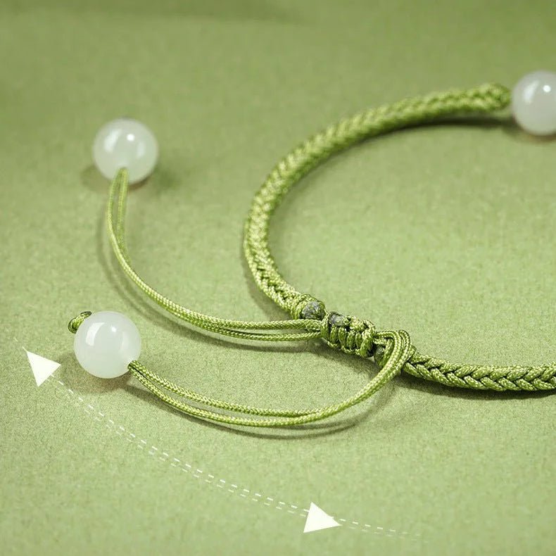 chinese zodiac snake green string bracelet‌ - hetian jade for protection | star8s - star8s