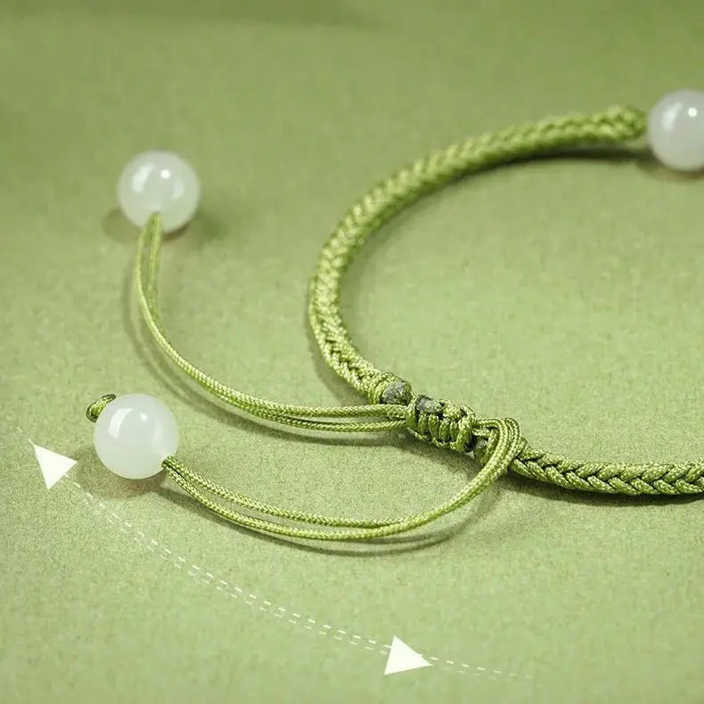 chinese zodiac snake green string bracelet‌ - hetian jade for protection | star8s - star8s