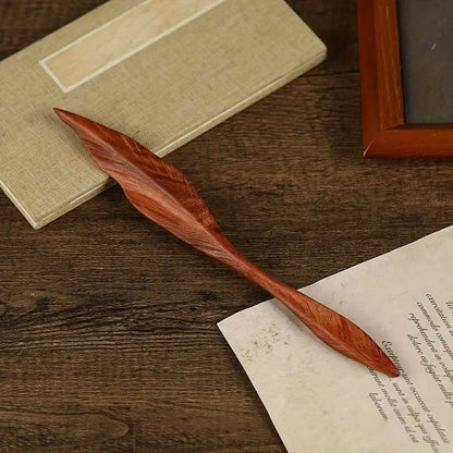 Chinese hairpin Handcrafted Carved Willow Leaf, Women's Hairstyle Accessory - STAR8S - STAR8S