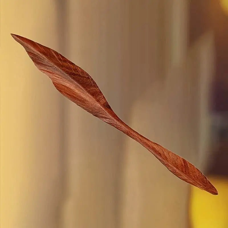 Chinese hairpin Handcrafted Carved Willow Leaf, Women's Hairstyle Accessory - STAR8S - STAR8S