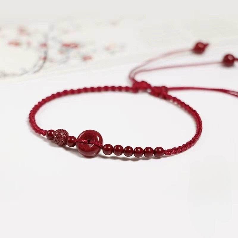 cinnabar safety buckle anklet, hand - woven stylish jewelry - star8s