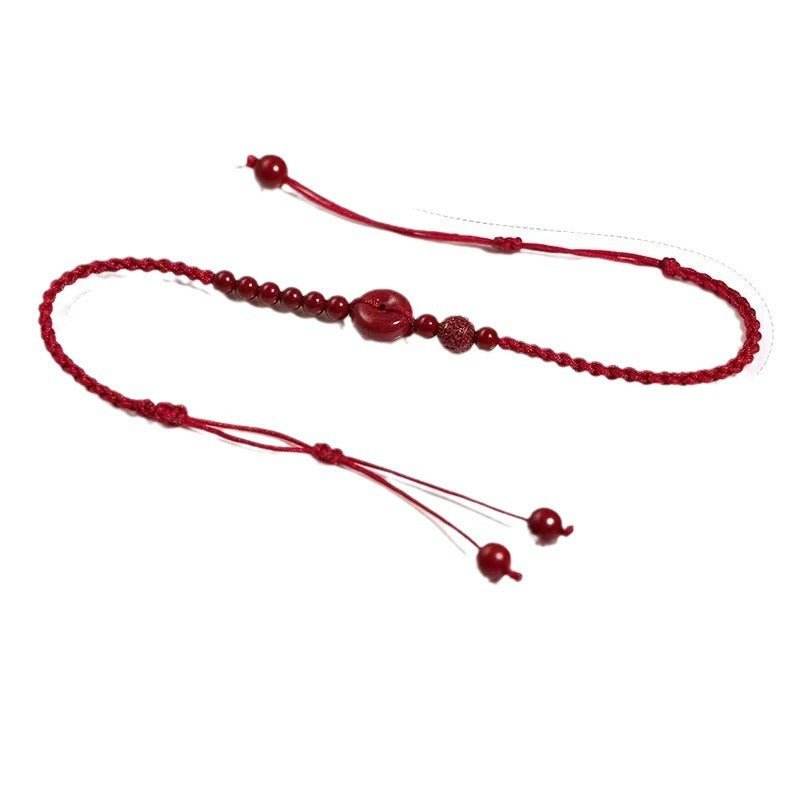 cinnabar safety buckle anklet, hand - woven stylish jewelry - star8s