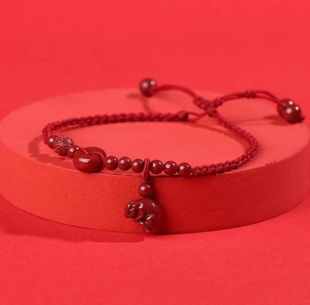 Cinnabar Safety Buckle Anklet, Hand - Woven Stylish Jewelry - STAR8S