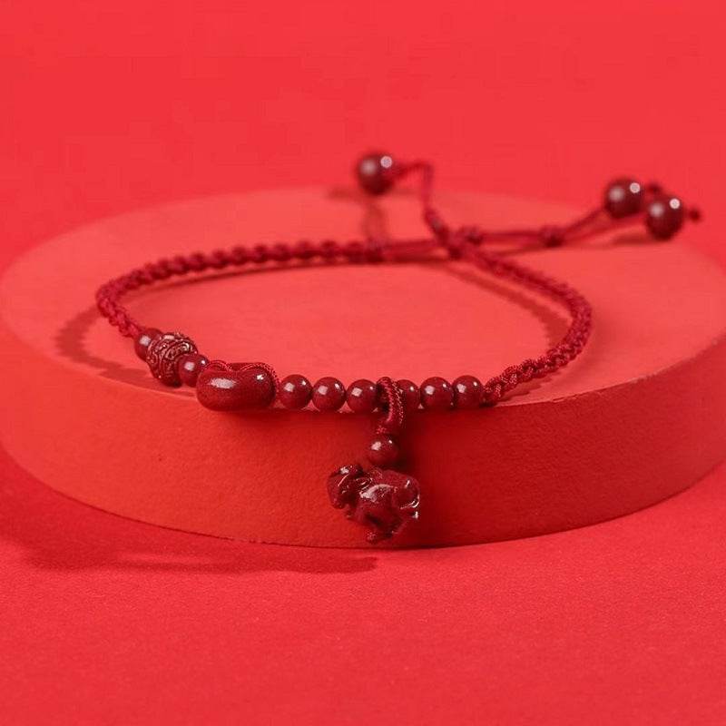 cinnabar safety buckle anklet, hand - woven stylish jewelry - star8s