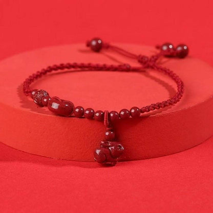 Cinnabar Safety Buckle Anklet, Hand - Woven Stylish Jewelry - STAR8S