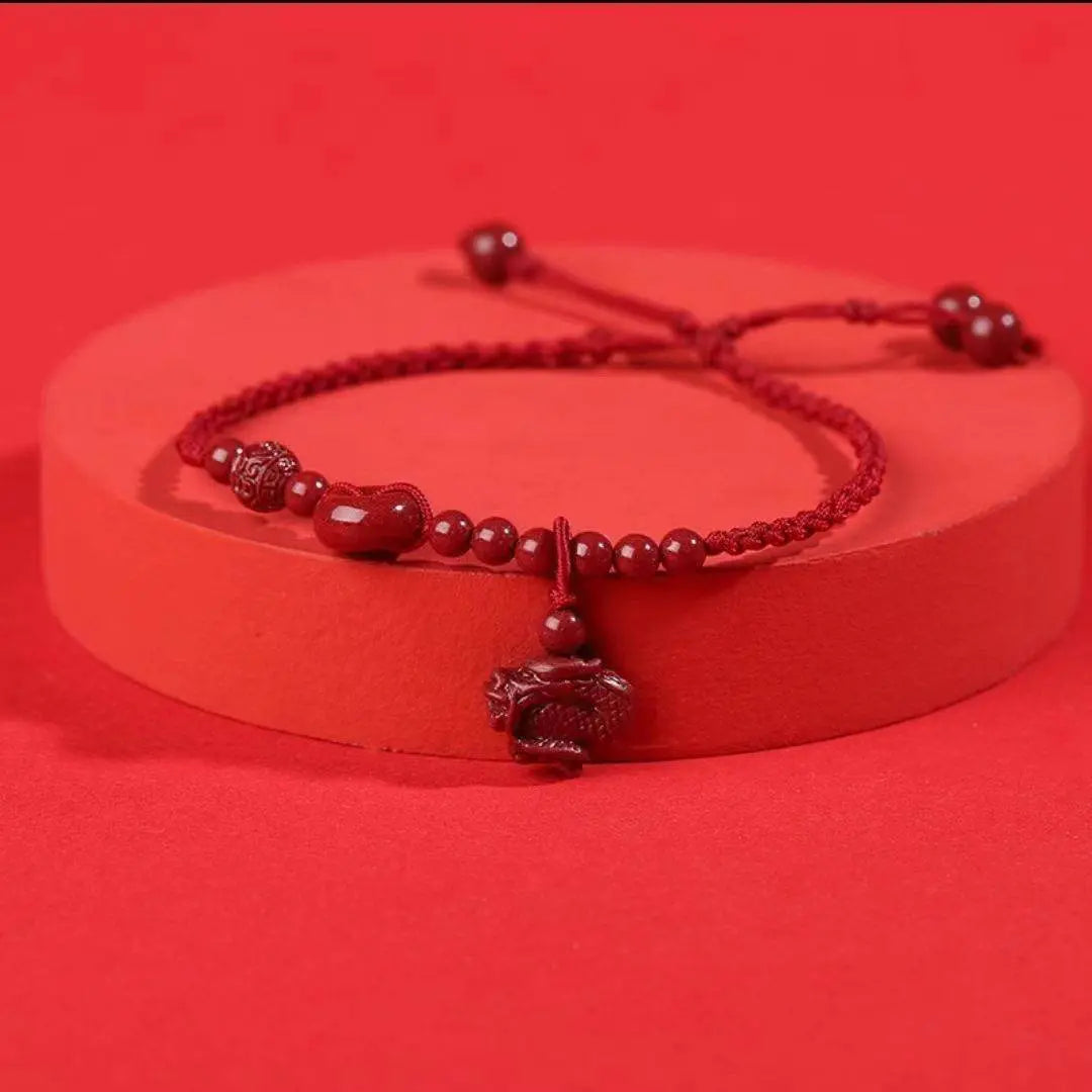 cinnabar safety buckle anklet, hand - woven stylish jewelry - star8s