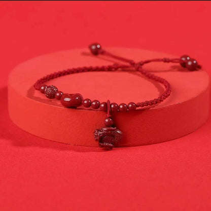 Cinnabar Safety Buckle Anklet, Hand - Woven Stylish Jewelry - STAR8S