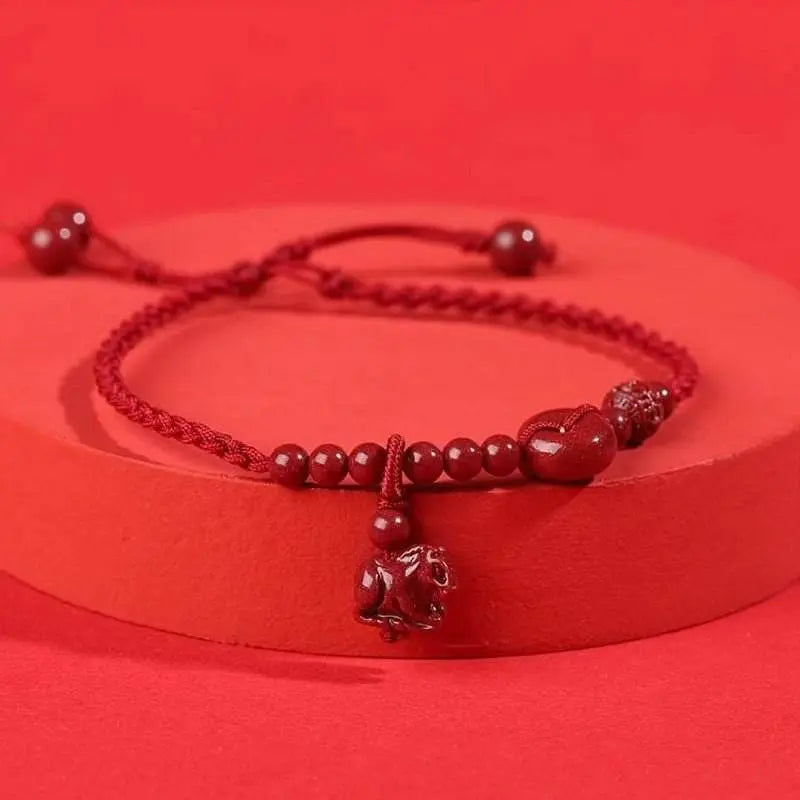 cinnabar safety buckle anklet, hand - woven stylish jewelry - star8s