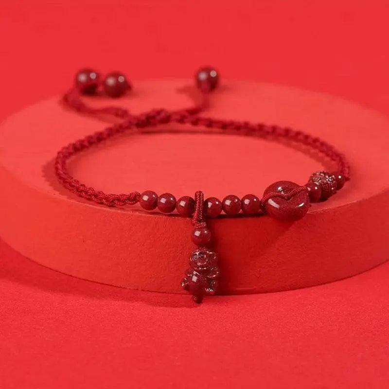 Cinnabar Safety Buckle Anklet, Hand - Woven Stylish Jewelry - STAR8S