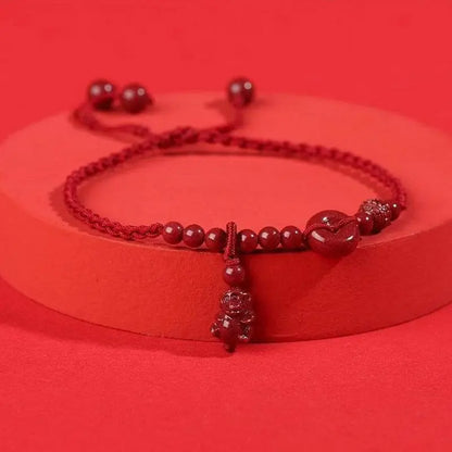 Cinnabar Safety Buckle Anklet, Hand - Woven Stylish Jewelry - STAR8S