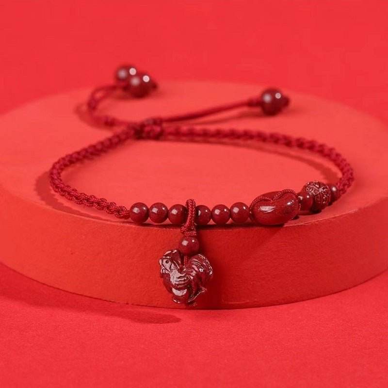 cinnabar safety buckle anklet, hand - woven stylish jewelry - star8s