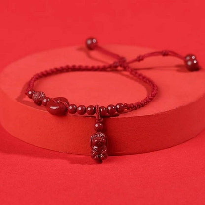 Cinnabar Safety Buckle Anklet, Hand - Woven Stylish Jewelry - STAR8S