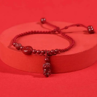 Cinnabar Safety Buckle Anklet, Hand - Woven Stylish Jewelry - STAR8S