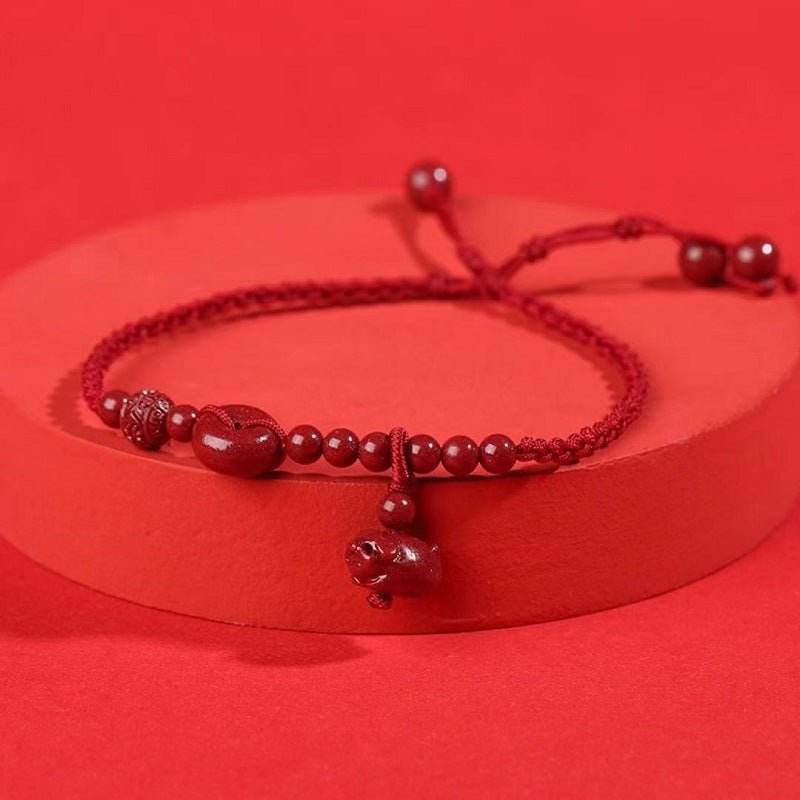 Cinnabar Safety Buckle Anklet, Hand - Woven Stylish Jewelry - STAR8S