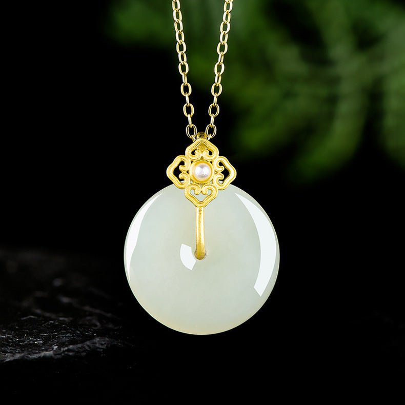 classic & charming white jade necklace womens: s925 silver safety pendant | star8s
