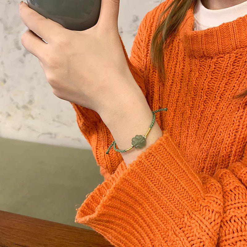 clover jade bracelet‌ - handmade hetian jade lucky charm | star8s