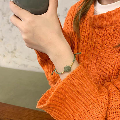 Clover Jade Bracelet‌ - Handmade Hetian Jade Lucky Charm | STAR8S