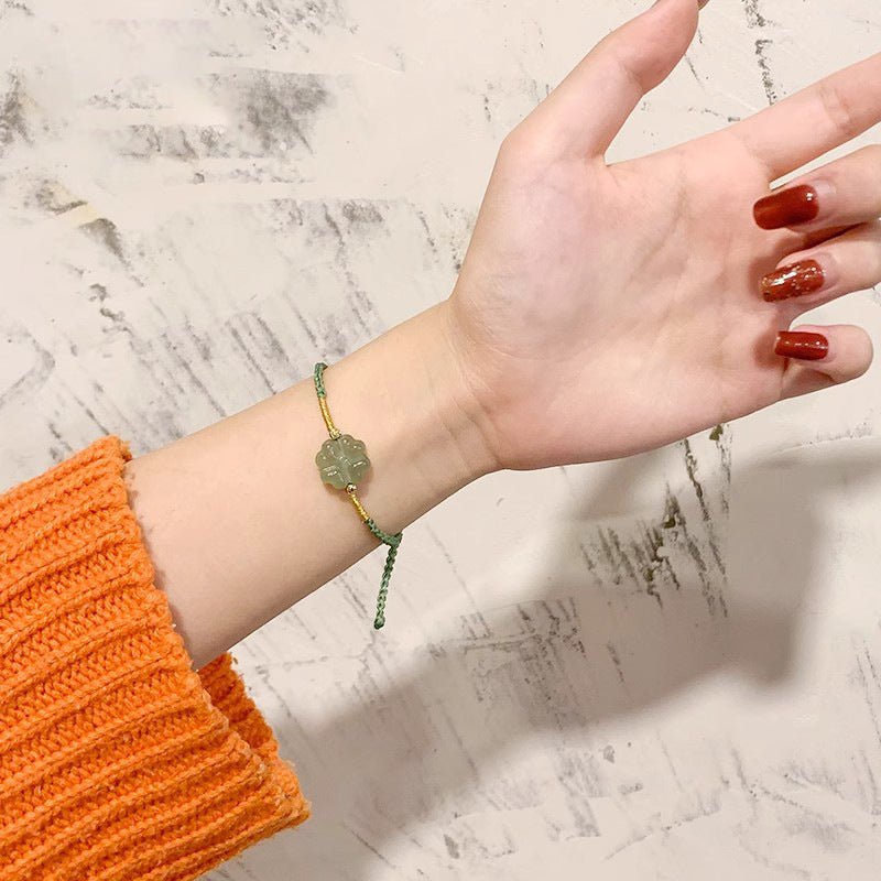 clover jade bracelet‌ - handmade hetian jade lucky charm | star8s