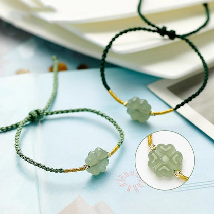 Clover Jade Bracelet‌ - Handmade Hetian Jade Lucky Charm | STAR8S