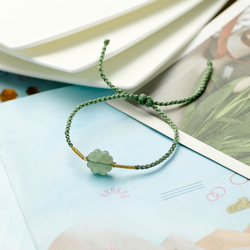 Clover Jade Bracelet‌ - Handmade Hetian Jade Lucky Charm | STAR8S