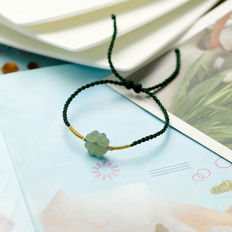 Clover Jade Bracelet‌ - Handmade Hetian Jade Lucky Charm | STAR8S