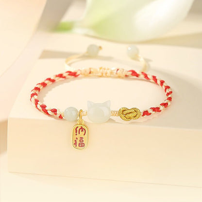 Cultural Cat Jade Bracelets: Hetian Jade 925 Silver Fu | STAR8S