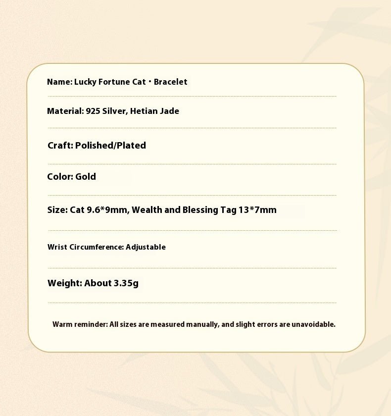 Cultural Cat Jade Bracelets: Hetian Jade 925 Silver Fu | STAR8S