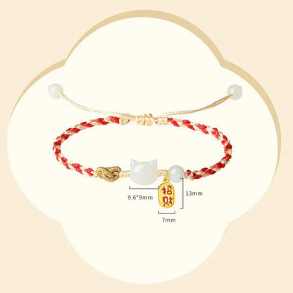 Cultural Cat Jade Bracelets: Hetian Jade 925 Silver Fu | STAR8S - STAR8S