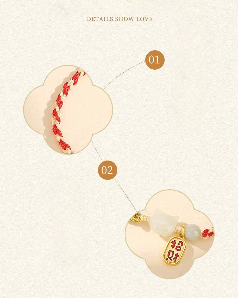 Cultural Cat Jade Bracelets: Hetian Jade 925 Silver Fu | STAR8S - STAR8S