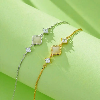 Cultural Gold Plated Jade Bracelet: Hetian Lucky Clover Gift for Her | STAR8S