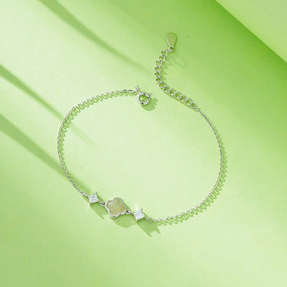 Cultural Gold Plated Jade Bracelet: Hetian Lucky Clover Gift for Her | STAR8S