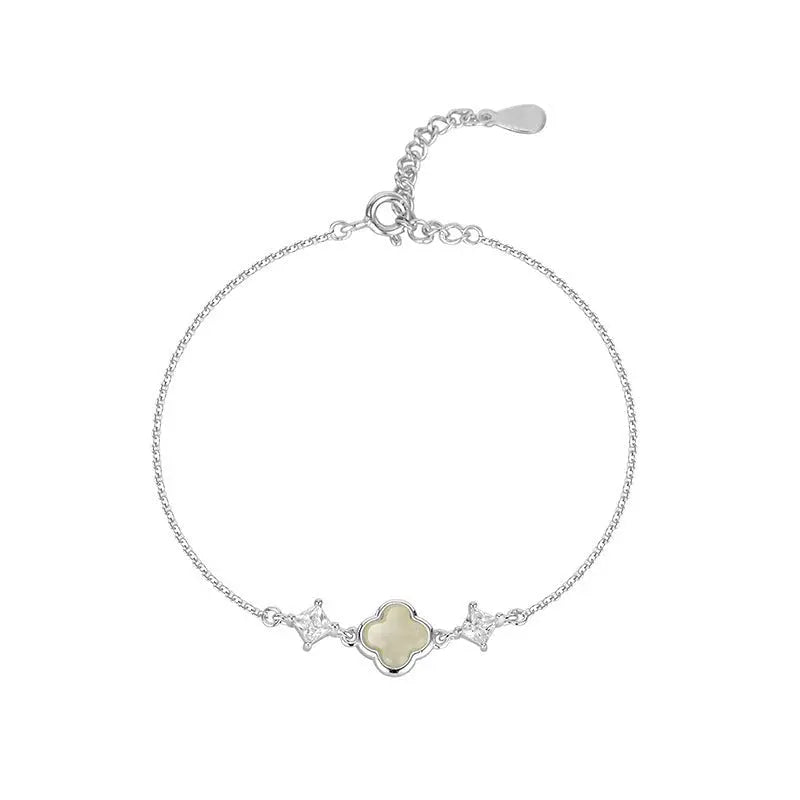 Cultural Gold Plated Jade Bracelet: Hetian Lucky Clover Gift for Her | STAR8S